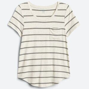 Market & Spruce Elaine Pocket Short Sleeve Tee - Grey - L